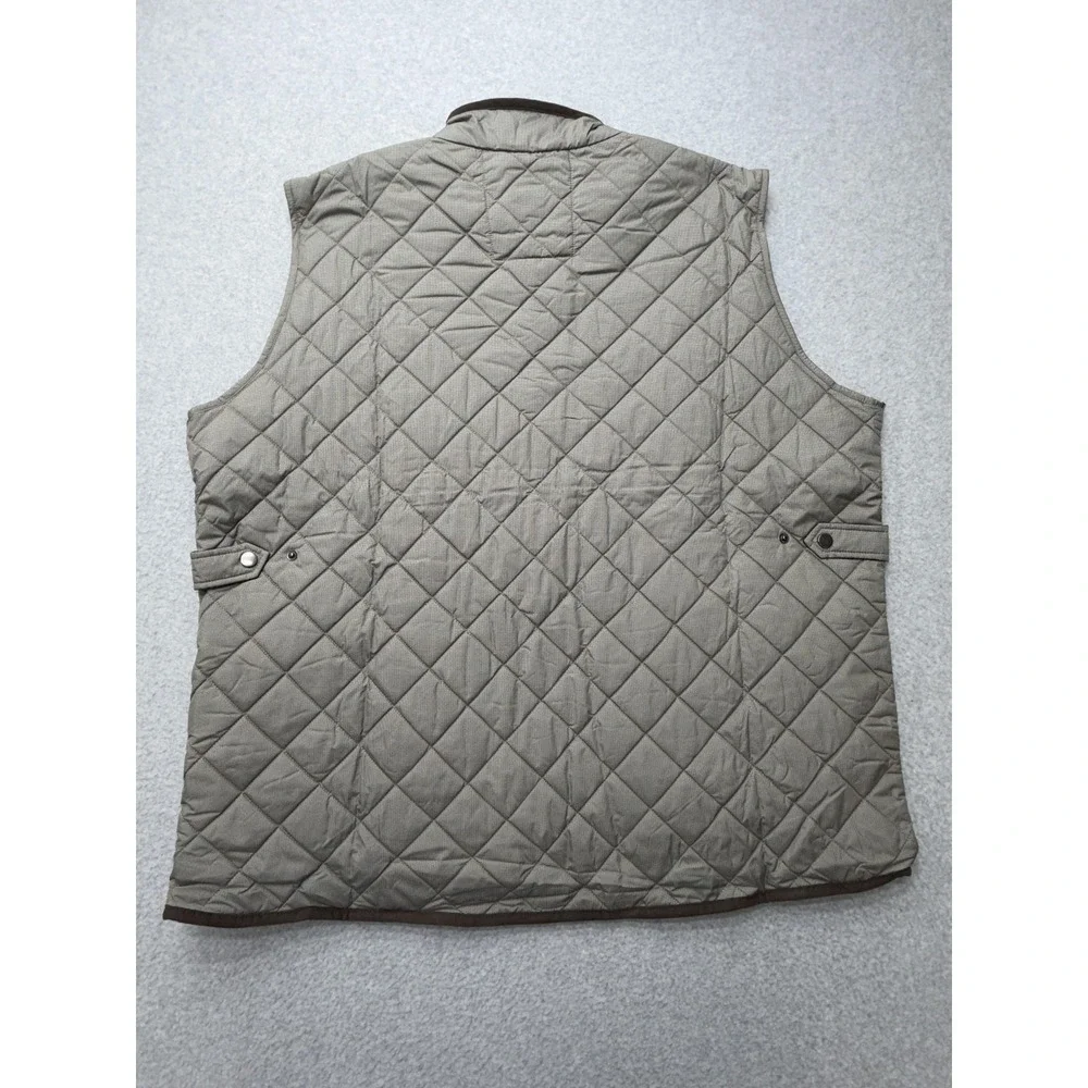 Peter Millar Vest Mens 2XLT Brown Quilted Full Zip Fleece Lined MF13Z13DX